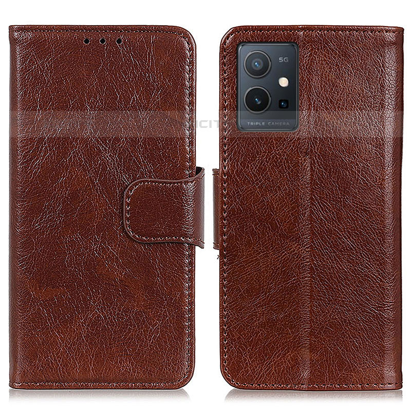 Coque Portefeuille Livre Cuir Etui Clapet N05P pour Vivo Y55 5G Marron Plus