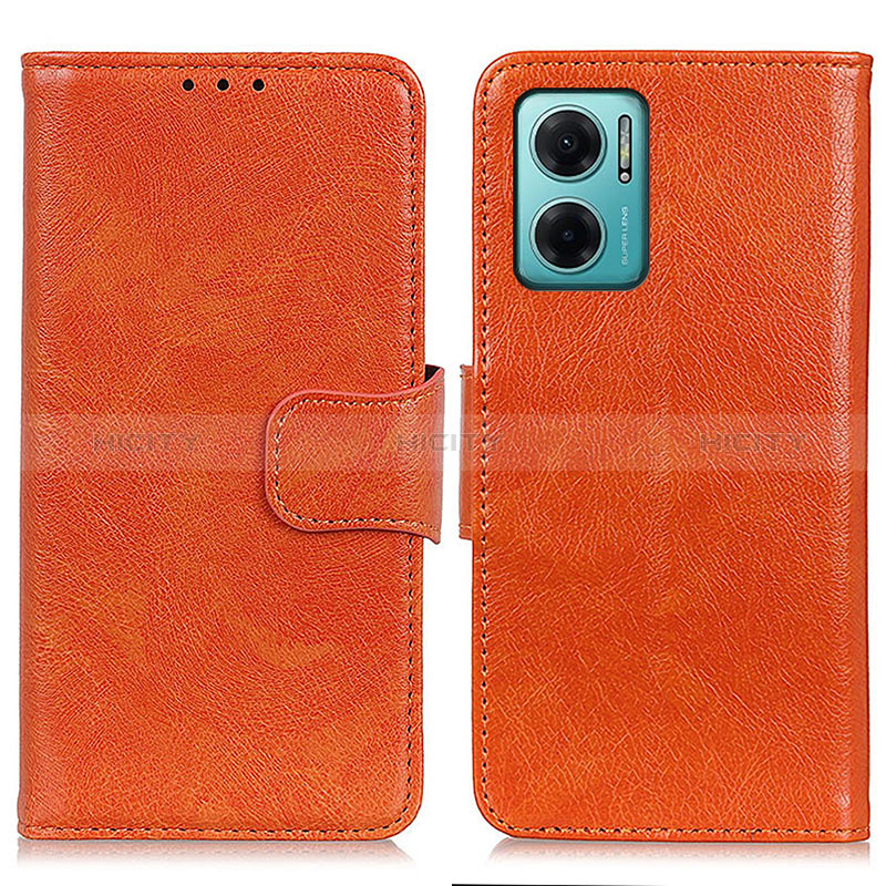 Coque Portefeuille Livre Cuir Etui Clapet N05P pour Xiaomi Redmi 10 5G Orange Plus