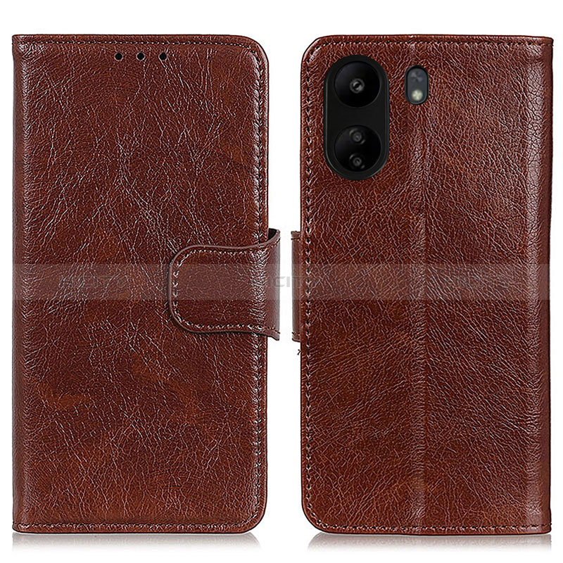 Coque Portefeuille Livre Cuir Etui Clapet N05P pour Xiaomi Redmi 13C Marron Plus