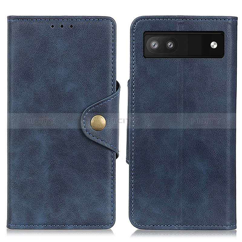 Coque Portefeuille Livre Cuir Etui Clapet N06P pour Google Pixel 7a 5G Bleu Plus