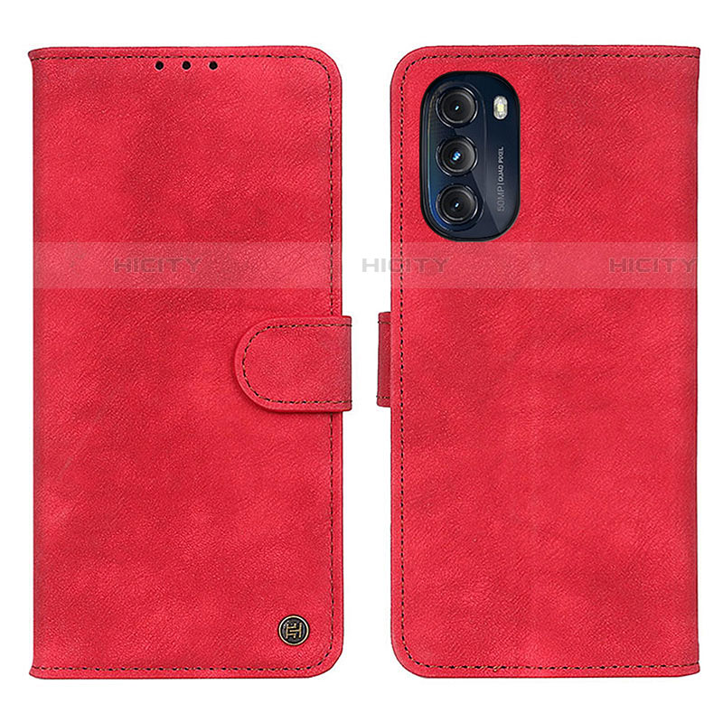 Coque Portefeuille Livre Cuir Etui Clapet N06P pour Motorola Moto G 5G (2022) Rouge Plus