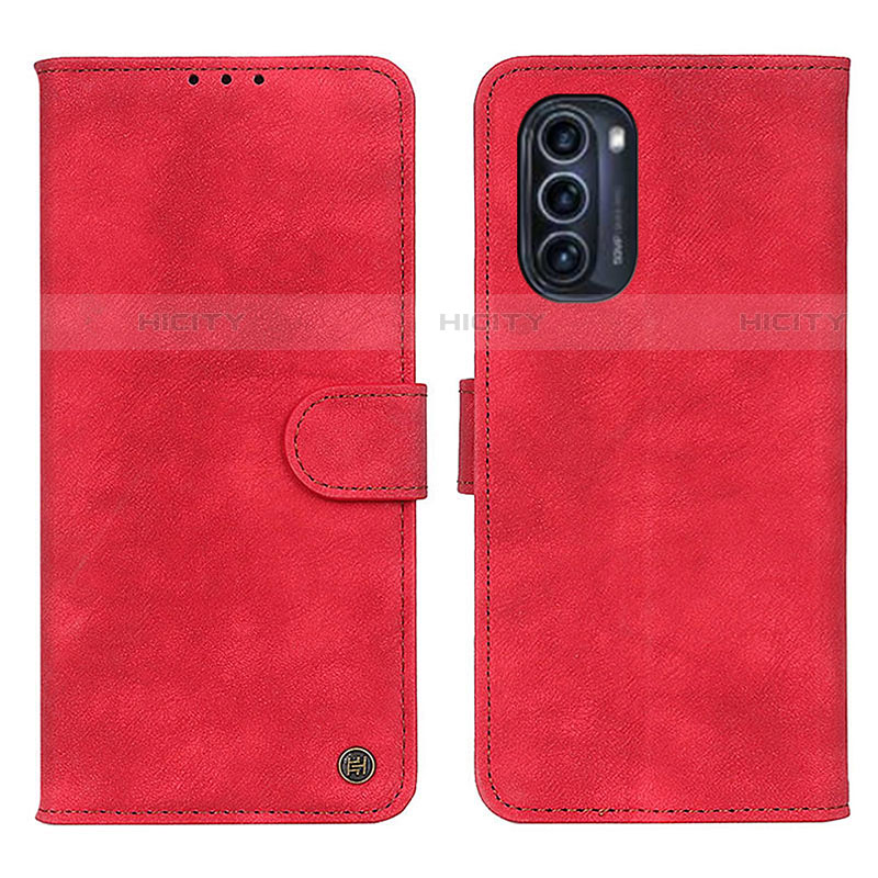 Coque Portefeuille Livre Cuir Etui Clapet N06P pour Motorola Moto G52j 5G Rouge Plus