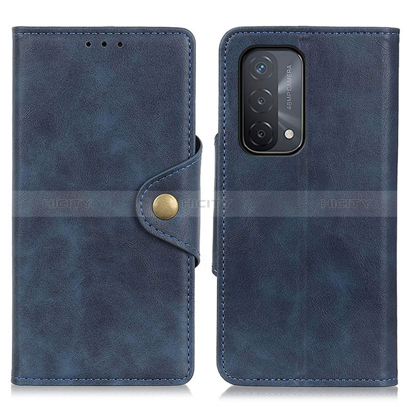 Coque Portefeuille Livre Cuir Etui Clapet N06P pour Oppo A54 5G Bleu Plus