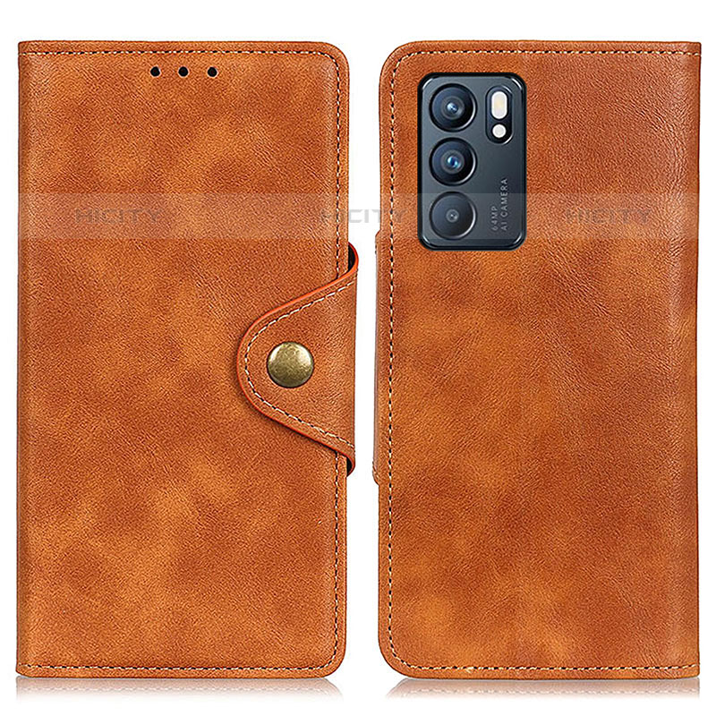 Coque Portefeuille Livre Cuir Etui Clapet N06P pour Oppo Reno6 5G Marron Plus