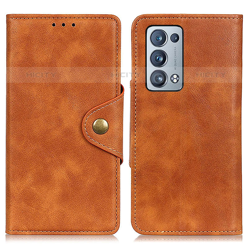 Coque Portefeuille Livre Cuir Etui Clapet N06P pour Oppo Reno6 Pro+ Plus 5G Marron Plus