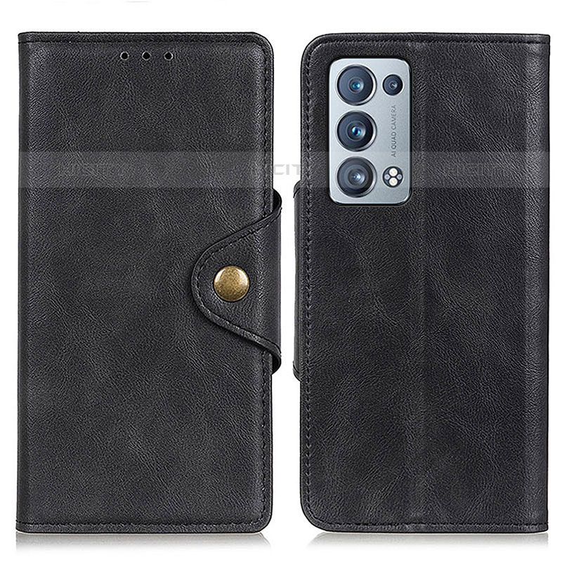 Coque Portefeuille Livre Cuir Etui Clapet N06P pour Oppo Reno6 Pro+ Plus 5G Noir Plus