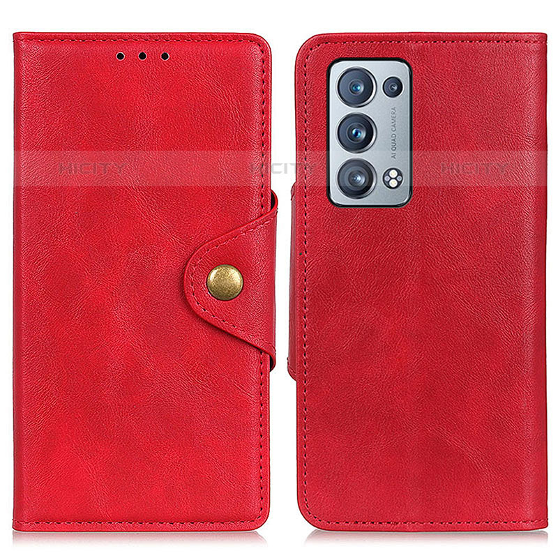 Coque Portefeuille Livre Cuir Etui Clapet N06P pour Oppo Reno6 Pro+ Plus 5G Rouge Plus