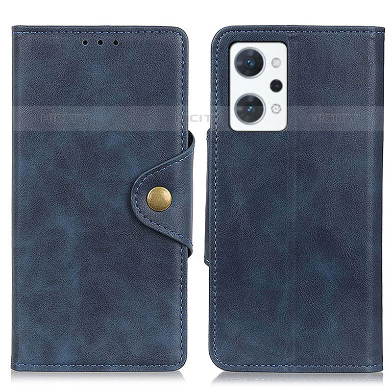 Coque Portefeuille Livre Cuir Etui Clapet N06P pour Oppo Reno7 A Bleu Plus