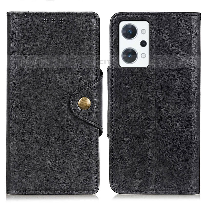 Coque Portefeuille Livre Cuir Etui Clapet N06P pour Oppo Reno7 A Noir Plus