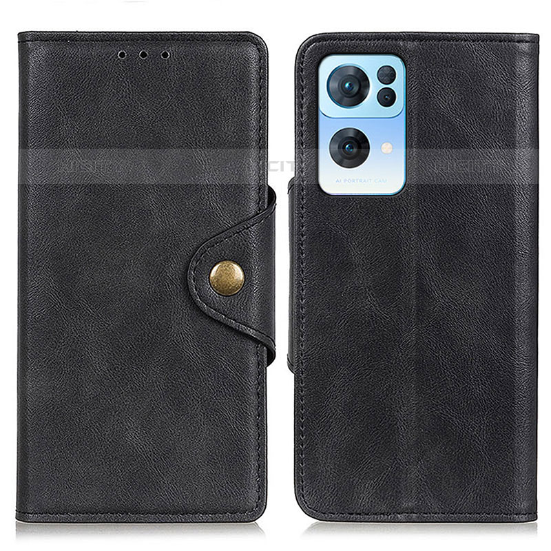 Coque Portefeuille Livre Cuir Etui Clapet N06P pour Oppo Reno7 Pro 5G Noir Plus