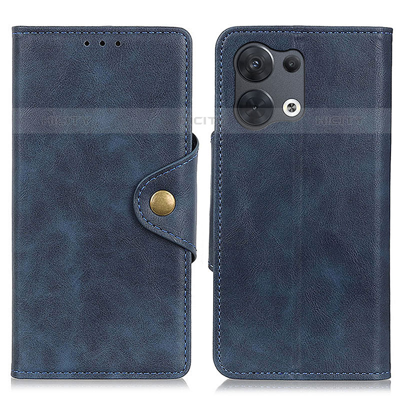 Coque Portefeuille Livre Cuir Etui Clapet N06P pour Oppo Reno8 5G Bleu Plus