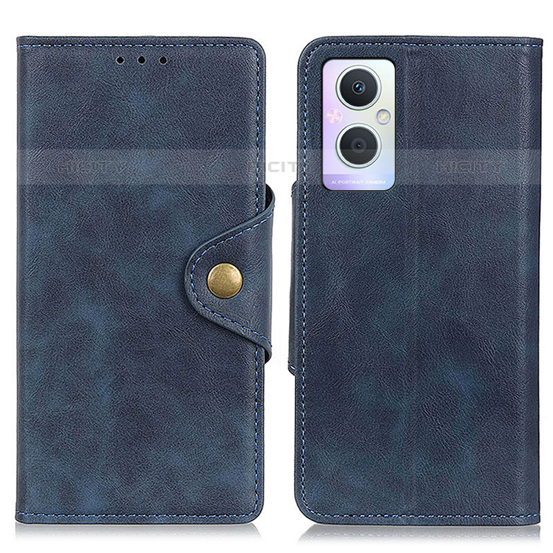 Coque Portefeuille Livre Cuir Etui Clapet N06P pour Oppo Reno8 Lite 5G Bleu Plus