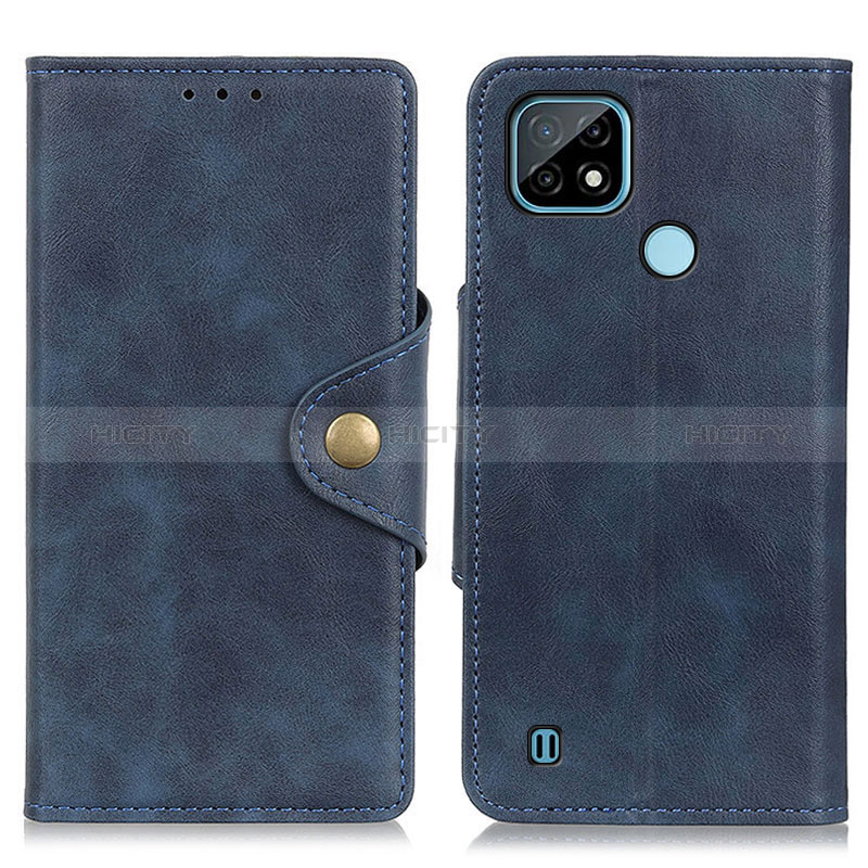 Coque Portefeuille Livre Cuir Etui Clapet N06P pour Realme C21 Bleu Plus