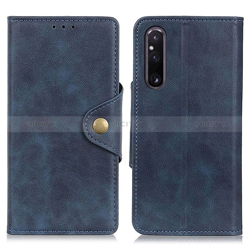 Coque Portefeuille Livre Cuir Etui Clapet N06P pour Sony Xperia 1 V Bleu Plus