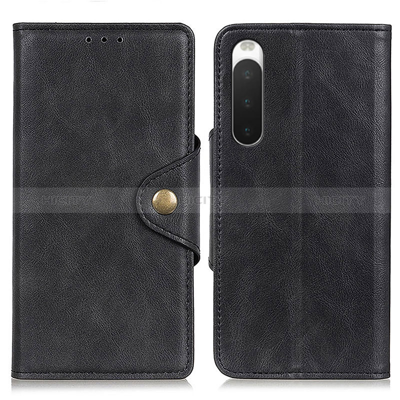 Coque Portefeuille Livre Cuir Etui Clapet N06P pour Sony Xperia 10 IV Noir Plus