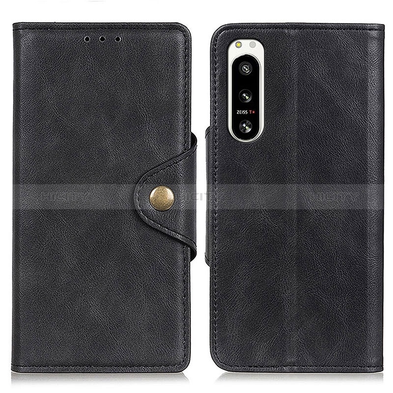 Coque Portefeuille Livre Cuir Etui Clapet N06P pour Sony Xperia 5 IV Noir Plus