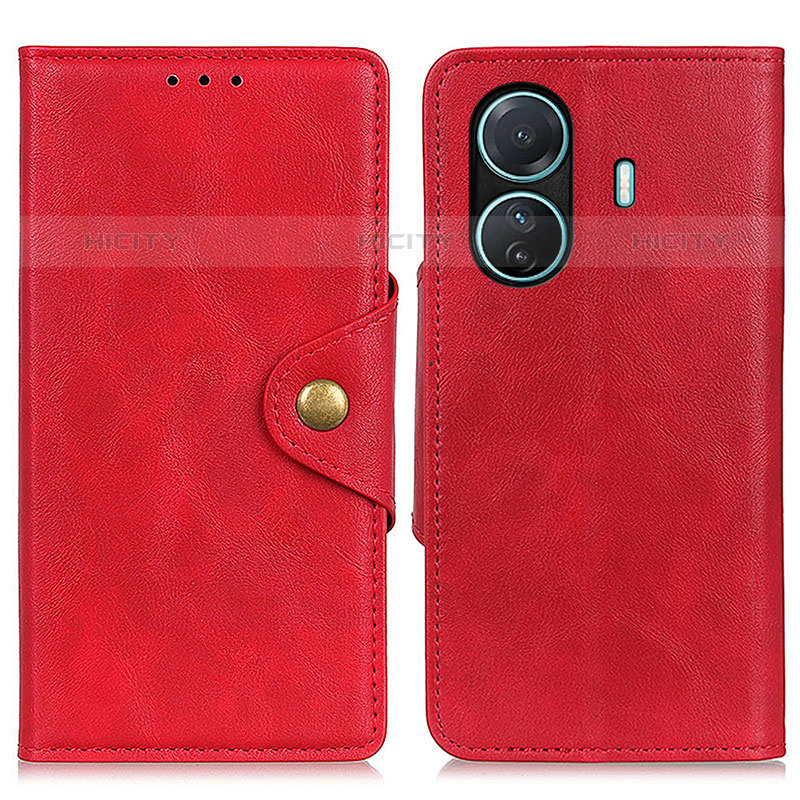 Coque Portefeuille Livre Cuir Etui Clapet N06P pour Vivo iQOO Z6 Pro 5G Rouge Plus