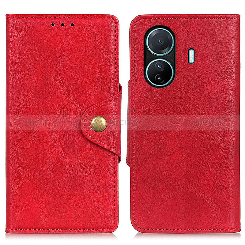 Coque Portefeuille Livre Cuir Etui Clapet N06P pour Vivo T1 5G Rouge Plus