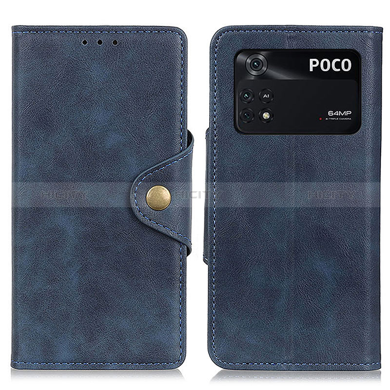 Coque Portefeuille Livre Cuir Etui Clapet N06P pour Xiaomi Poco M4 Pro 4G Bleu Plus