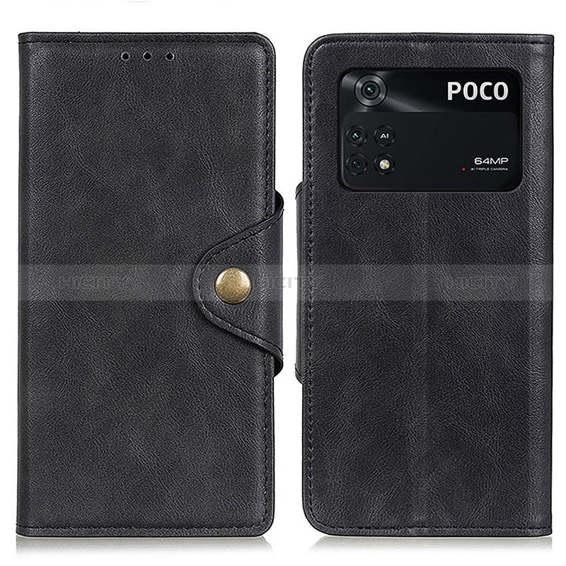 Coque Portefeuille Livre Cuir Etui Clapet N06P pour Xiaomi Poco M4 Pro 4G Noir Plus