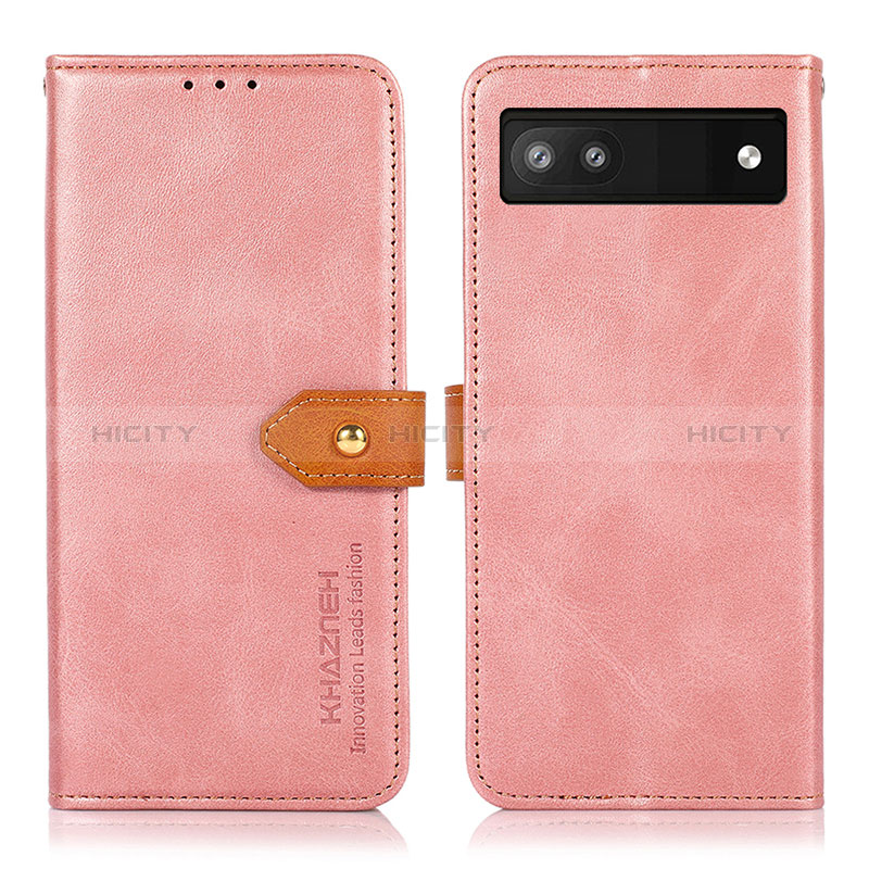 Coque Portefeuille Livre Cuir Etui Clapet N07P pour Google Pixel 7a 5G Rose Plus