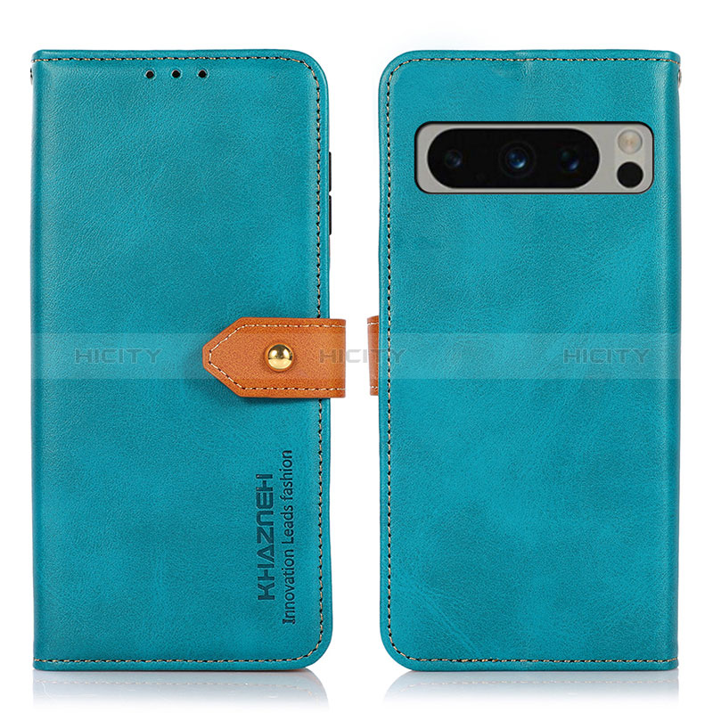 Coque Portefeuille Livre Cuir Etui Clapet N07P pour Google Pixel 8 Pro 5G Cyan Plus