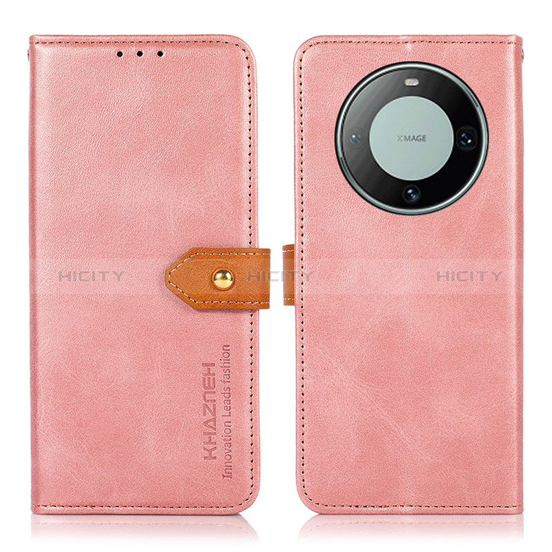 Coque Portefeuille Livre Cuir Etui Clapet N07P pour Huawei Mate 60 Pro Rose Plus