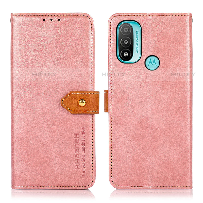 Coque Portefeuille Livre Cuir Etui Clapet N07P pour Motorola Moto E30 Rose Plus