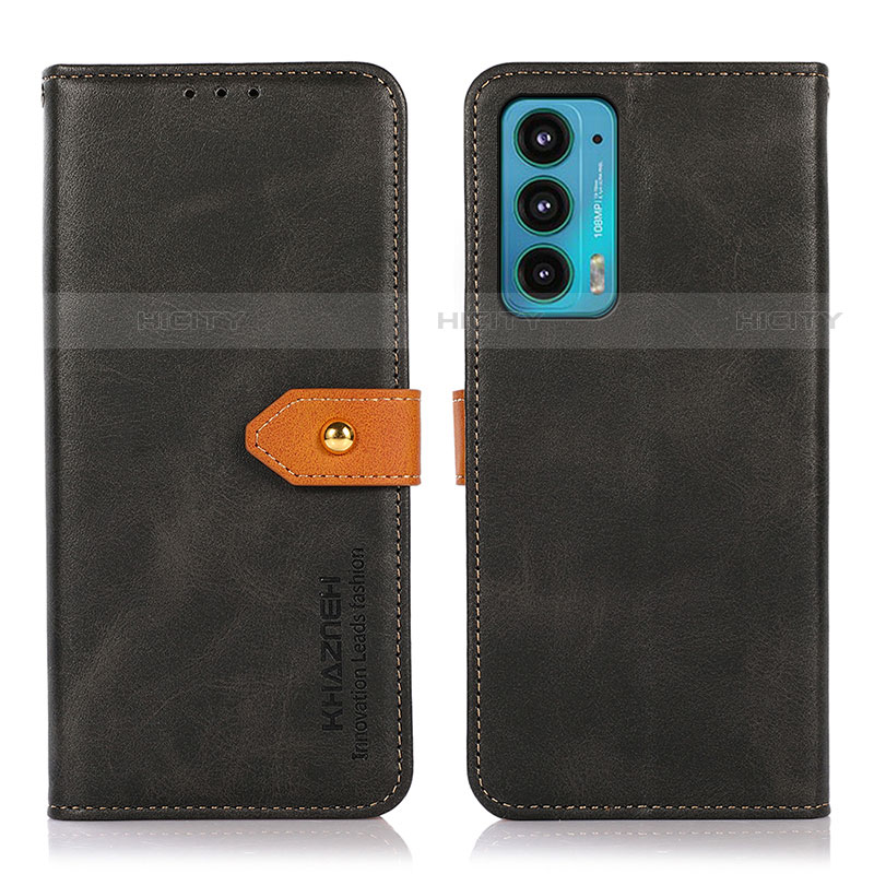 Coque Portefeuille Livre Cuir Etui Clapet N07P pour Motorola Moto Edge 20 5G Noir Plus