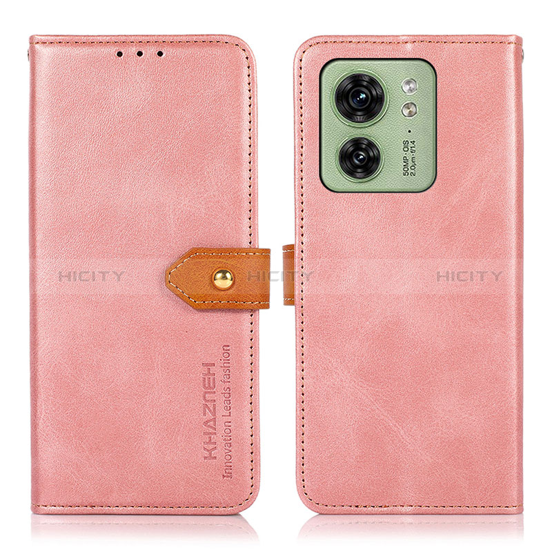 Coque Portefeuille Livre Cuir Etui Clapet N07P pour Motorola Moto Edge (2023) 5G Rose Plus