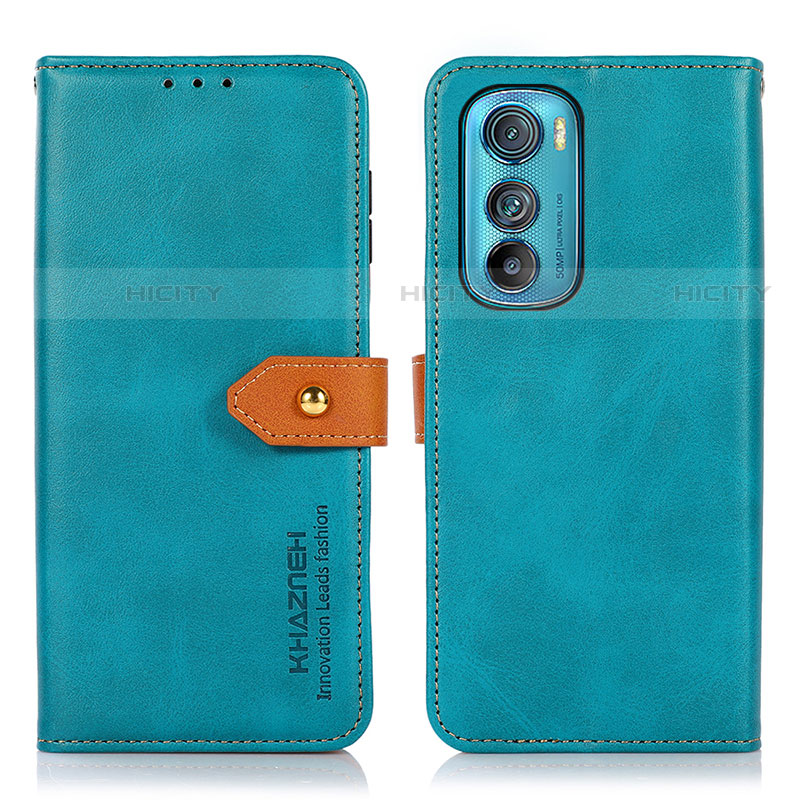 Coque Portefeuille Livre Cuir Etui Clapet N07P pour Motorola Moto Edge 30 5G Cyan Plus