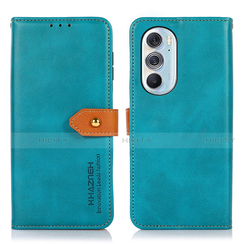 Coque Portefeuille Livre Cuir Etui Clapet N07P pour Motorola Moto Edge 30 Pro 5G Cyan Plus