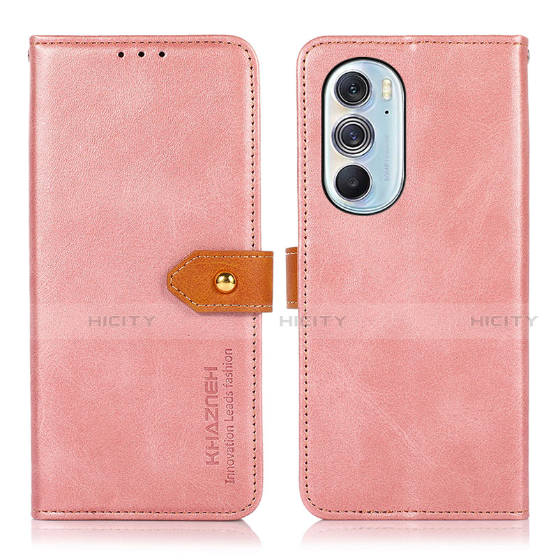 Coque Portefeuille Livre Cuir Etui Clapet N07P pour Motorola Moto Edge 30 Pro 5G Rose Plus