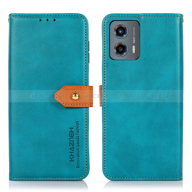 Coque Portefeuille Livre Cuir Etui Clapet N07P pour Motorola Moto G 5G (2023) Cyan Plus