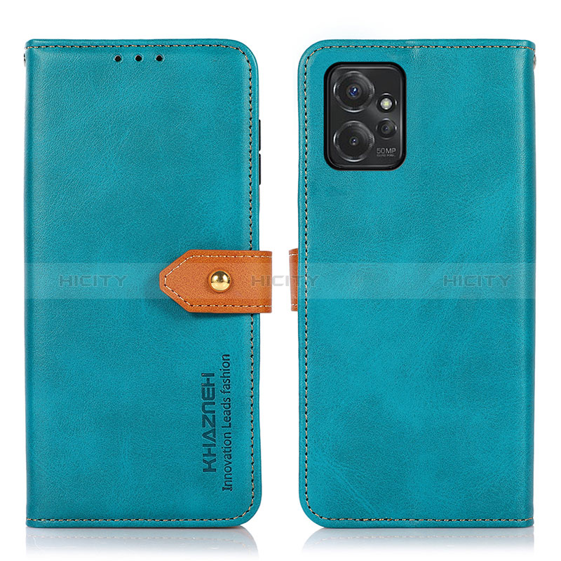 Coque Portefeuille Livre Cuir Etui Clapet N07P pour Motorola Moto G Power 5G (2023) Cyan Plus