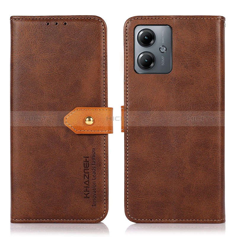 Coque Portefeuille Livre Cuir Etui Clapet N07P pour Motorola Moto G14 Marron Plus