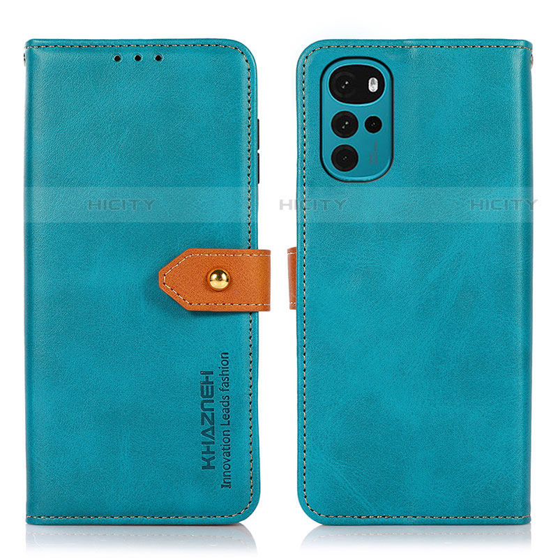 Coque Portefeuille Livre Cuir Etui Clapet N07P pour Motorola Moto G22 Cyan Plus