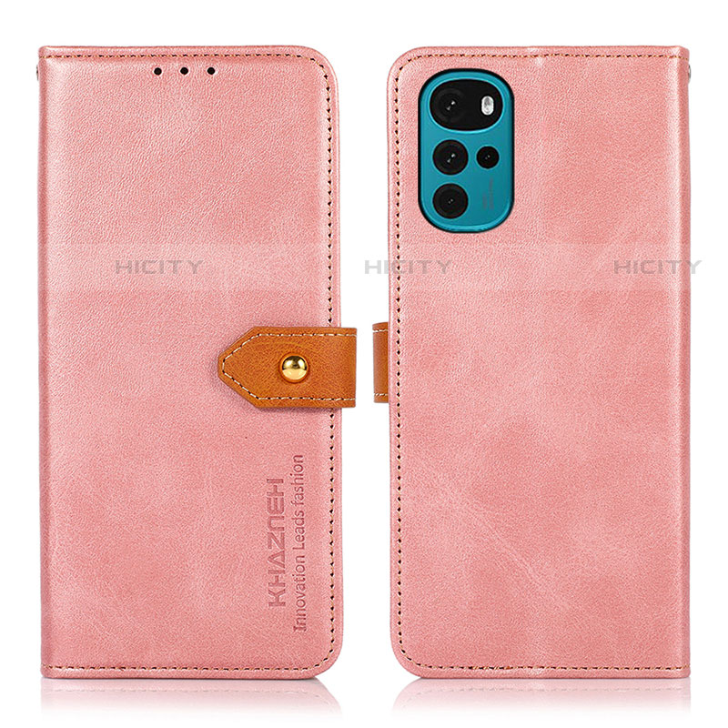 Coque Portefeuille Livre Cuir Etui Clapet N07P pour Motorola Moto G22 Rose Plus