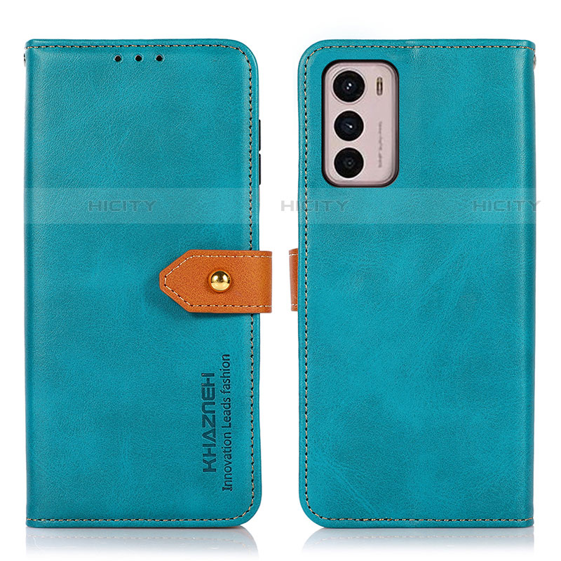 Coque Portefeuille Livre Cuir Etui Clapet N07P pour Motorola Moto G42 Cyan Plus