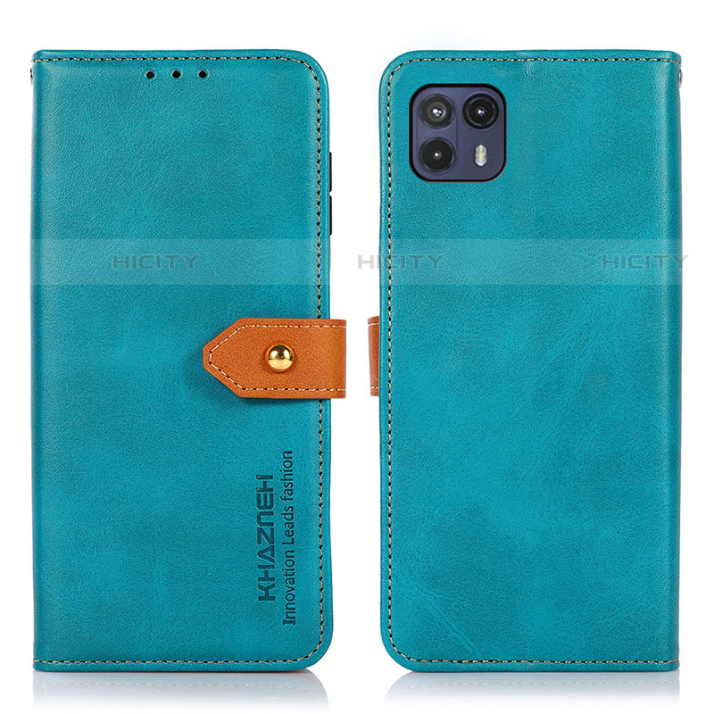 Coque Portefeuille Livre Cuir Etui Clapet N07P pour Motorola Moto G50 5G Cyan Plus