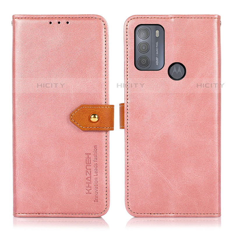 Coque Portefeuille Livre Cuir Etui Clapet N07P pour Motorola Moto G50 Rose Plus