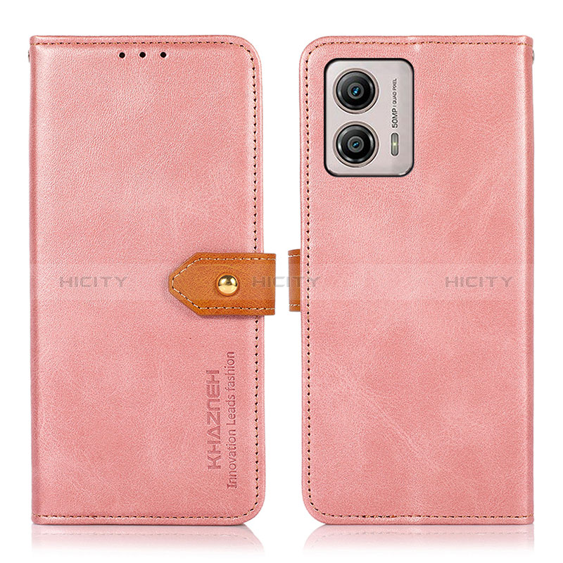 Coque Portefeuille Livre Cuir Etui Clapet N07P pour Motorola Moto G53y 5G Rose Plus