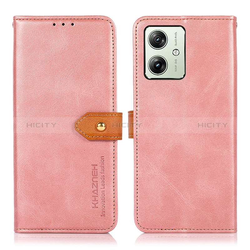 Coque Portefeuille Livre Cuir Etui Clapet N07P pour Motorola Moto G54 5G Rose Plus