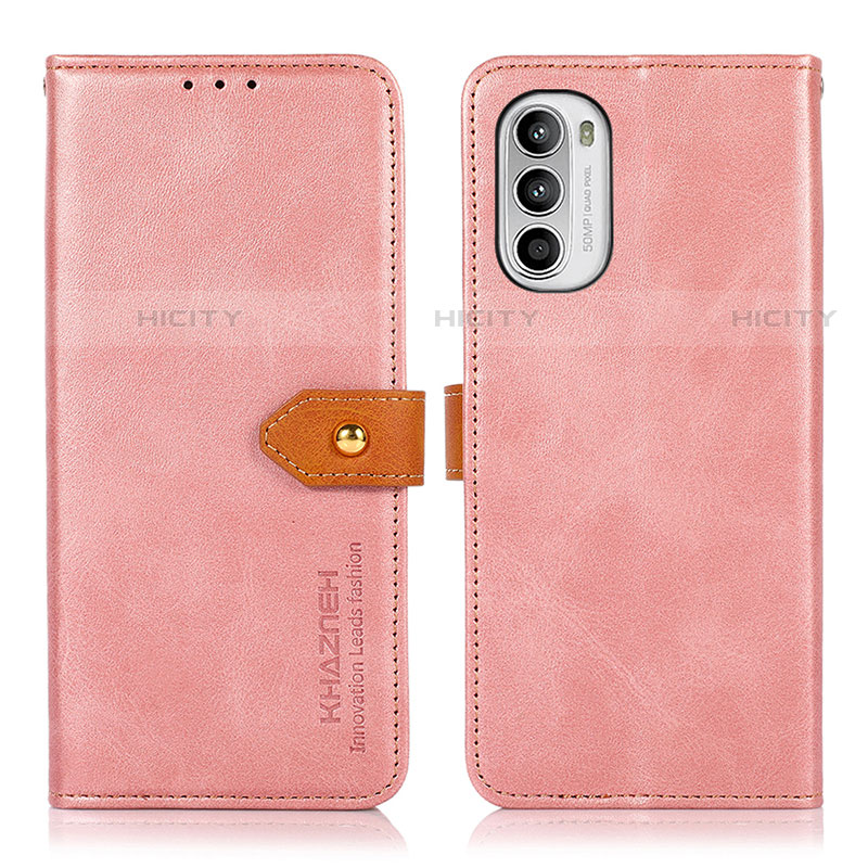 Coque Portefeuille Livre Cuir Etui Clapet N07P pour Motorola Moto G71s 5G Rose Plus