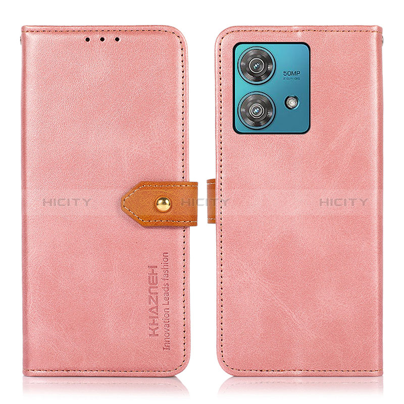 Coque Portefeuille Livre Cuir Etui Clapet N07P pour Motorola Moto G84 5G Rose Plus