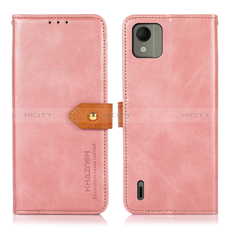 Coque Portefeuille Livre Cuir Etui Clapet N07P pour Nokia C110 Rose Plus