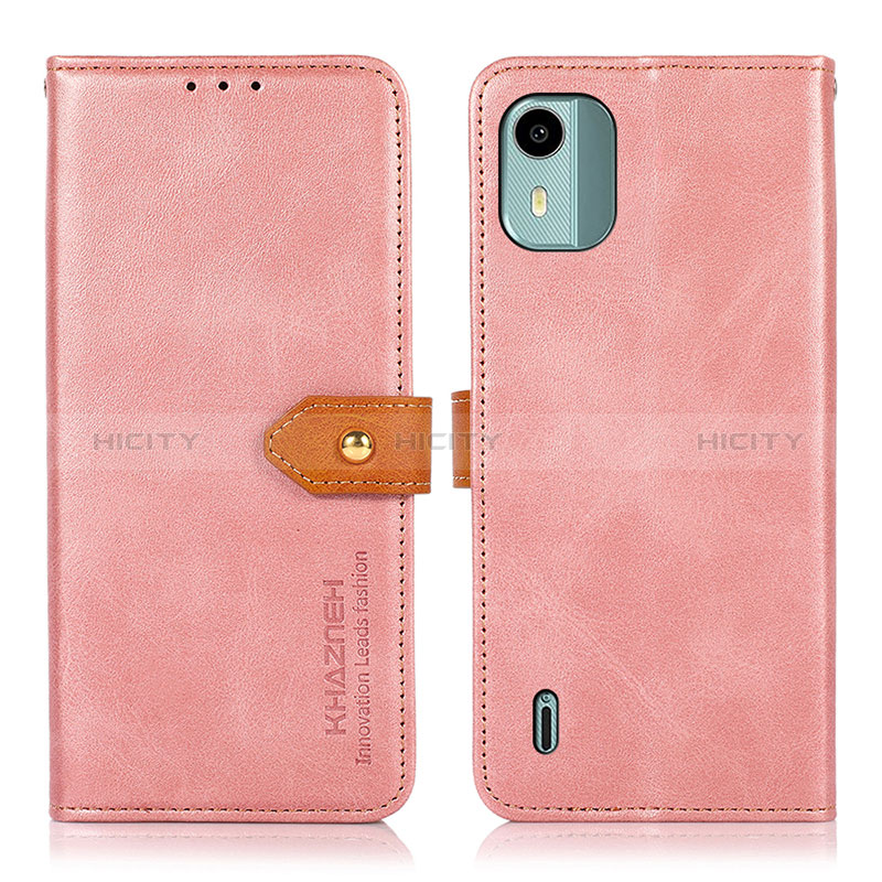 Coque Portefeuille Livre Cuir Etui Clapet N07P pour Nokia C12 Plus Rose Plus