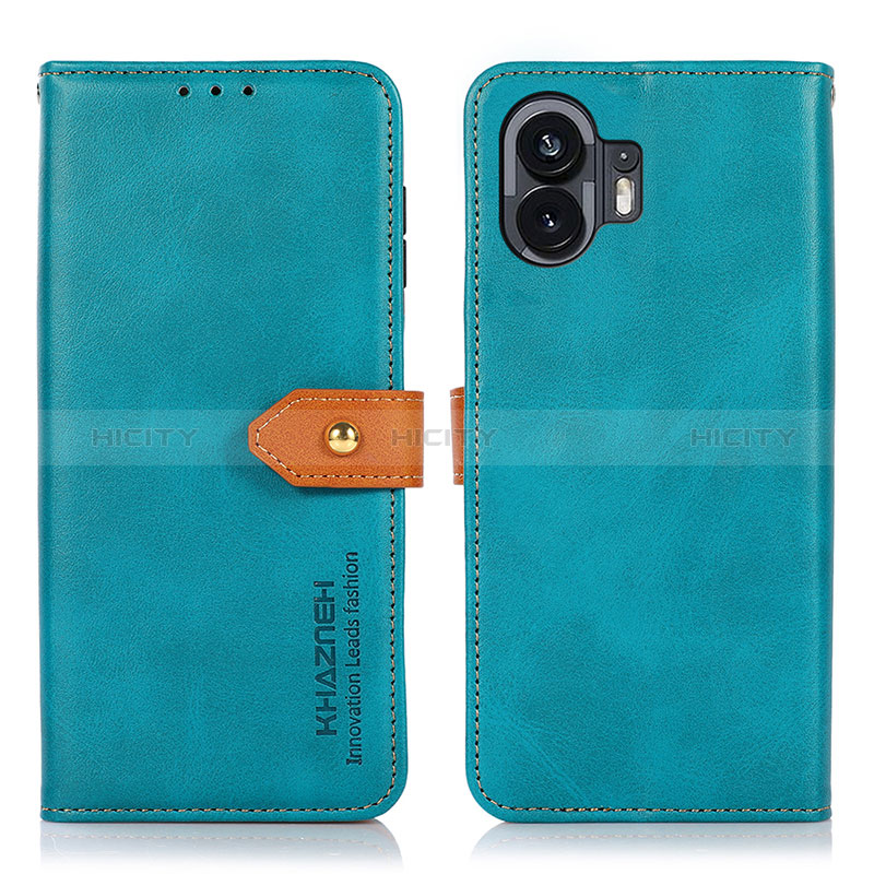 Coque Portefeuille Livre Cuir Etui Clapet N07P pour Nothing Phone 2 Cyan Plus