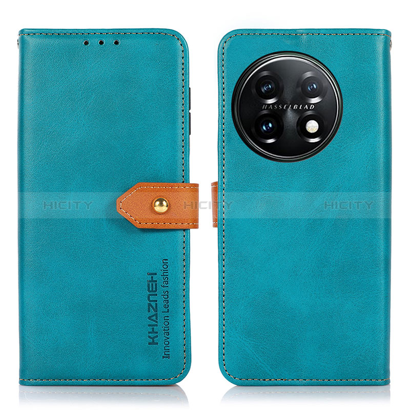 Coque Portefeuille Livre Cuir Etui Clapet N07P pour OnePlus 11 5G Cyan Plus