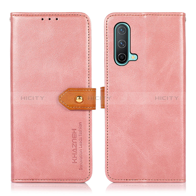 Coque Portefeuille Livre Cuir Etui Clapet N07P pour OnePlus Nord CE 5G Rose Plus